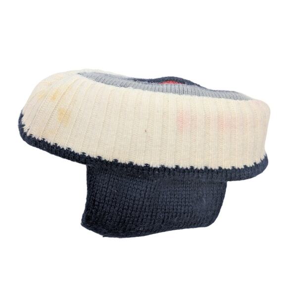 Vintage Smiley 100% Wool Beanie Hat Skull Cap Striped Knit Made in USA - Picture 5 of 6